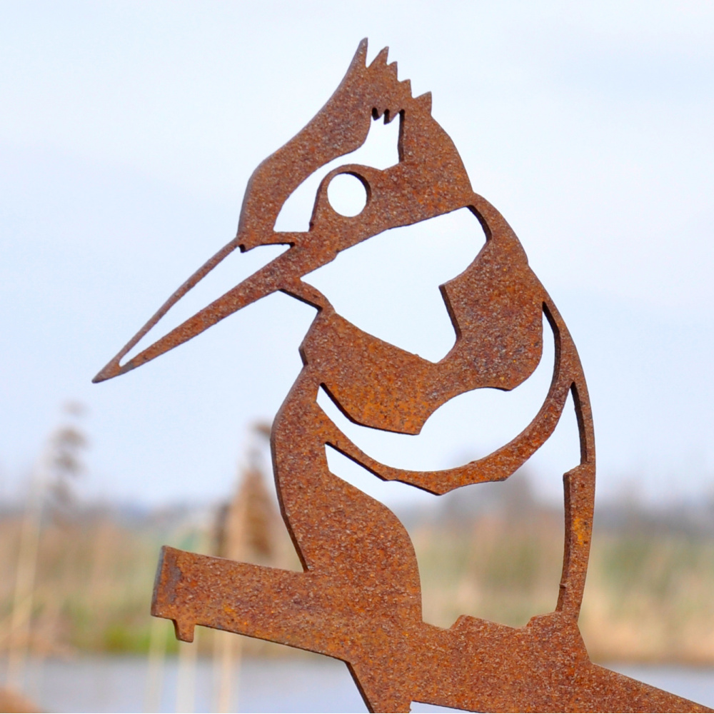 Metalbird fågel i cortenstål - kungsfiskare - Bild 2