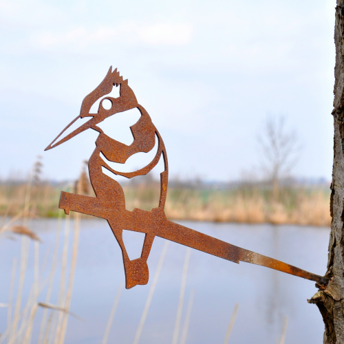 Metalbird bird in corten steel - kingfisher