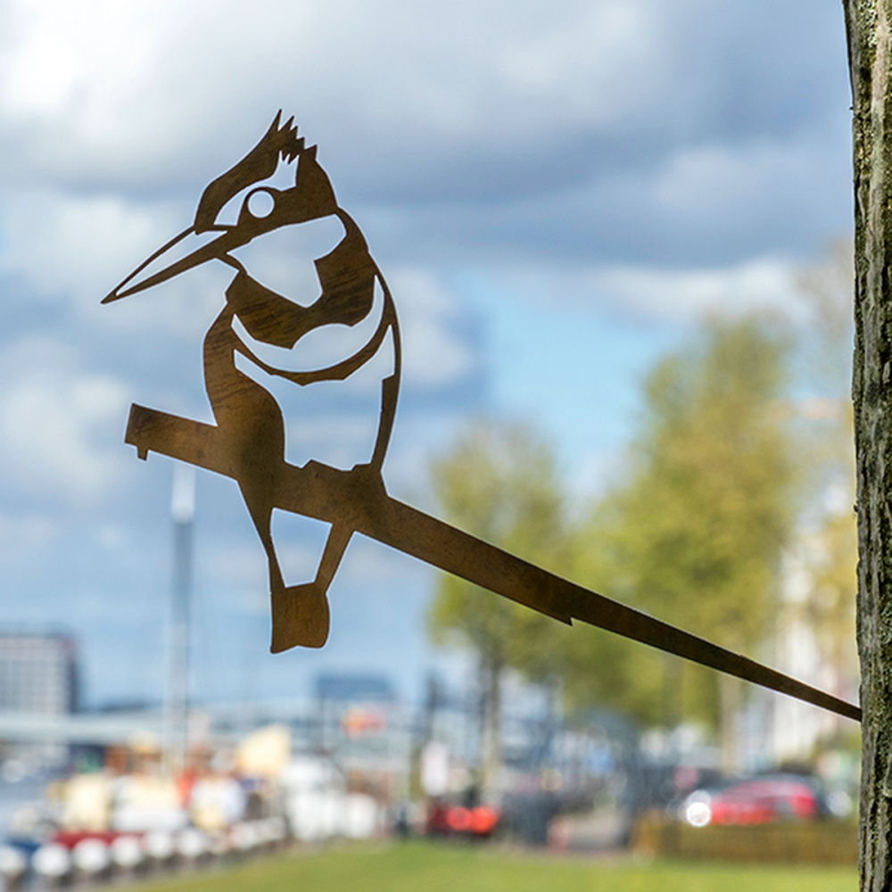 Metalbird fågel i cortenstål - kungsfiskare - Bild 5