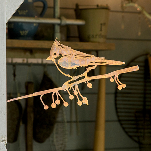 Metalbird oiseau en acier corten - mésange huppée