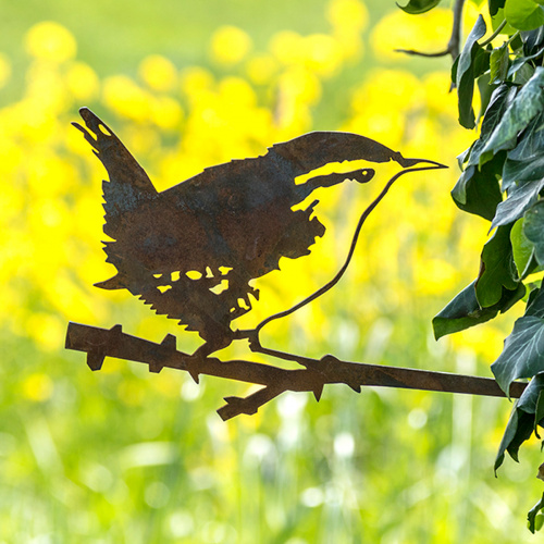Metalbird fågel i cortenstål - gärdsmyg