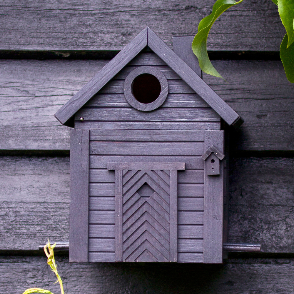 Wildlife Garden birdhouse and bird feeder - Charcoal