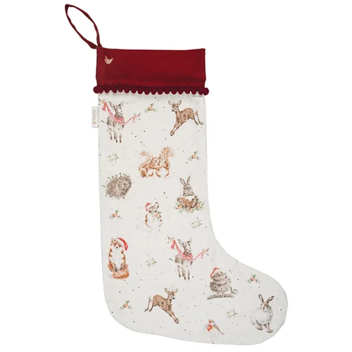 Chaussette de Noël Wrendale - Animaux de la forêt en hiver