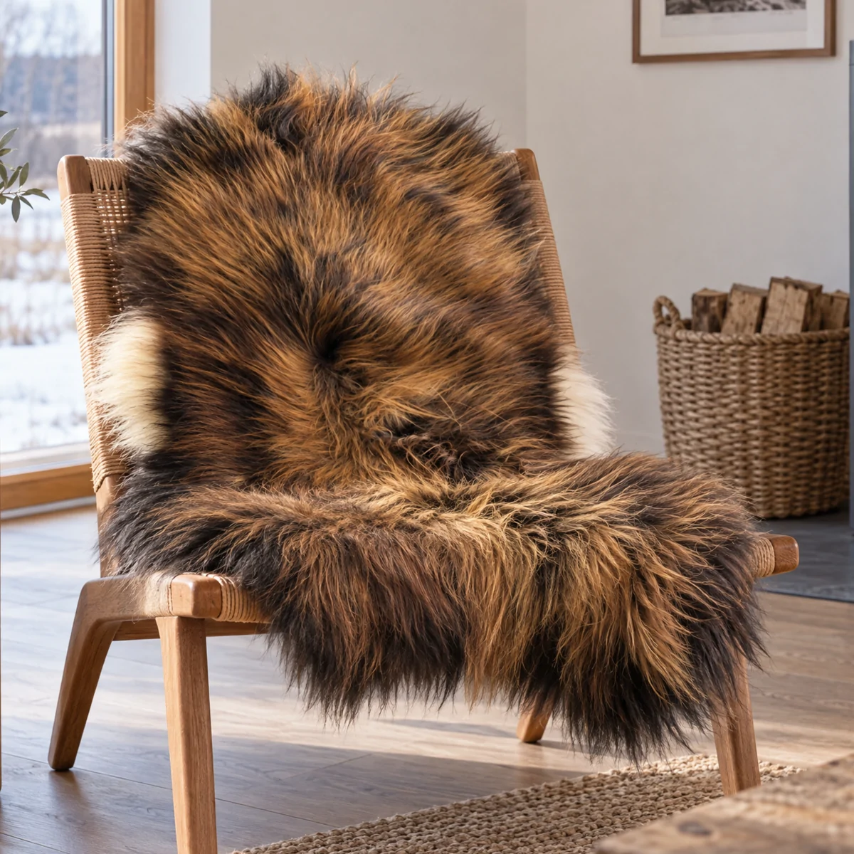 SoftSheep Isländisches Lammfell – Schwarz/Braun, langhaarig