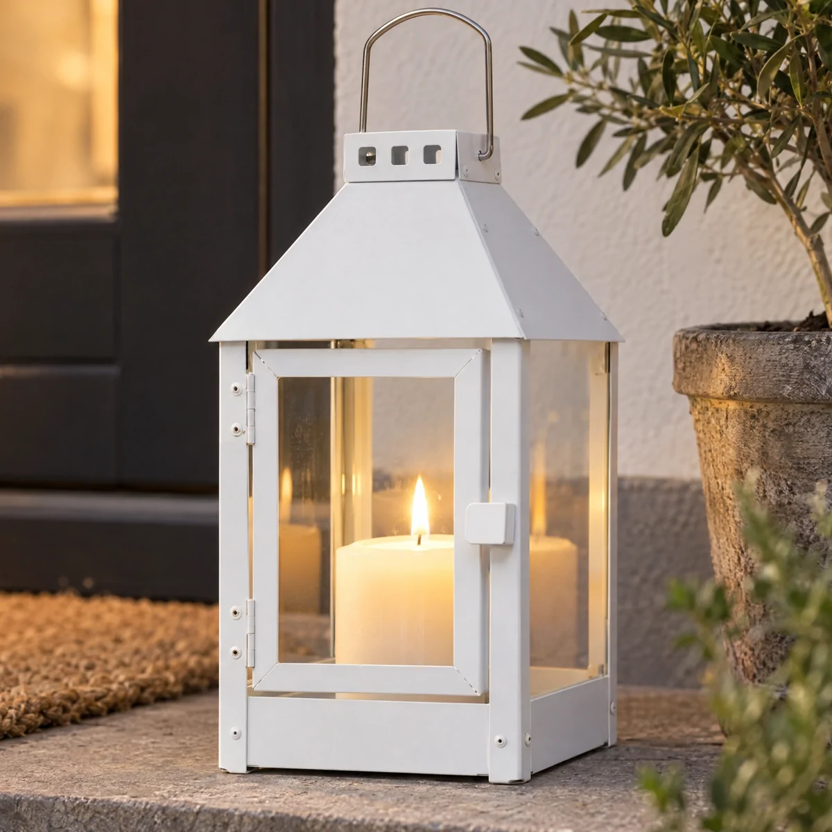 A2 Living lanterne i stål, hvid - 25 cm