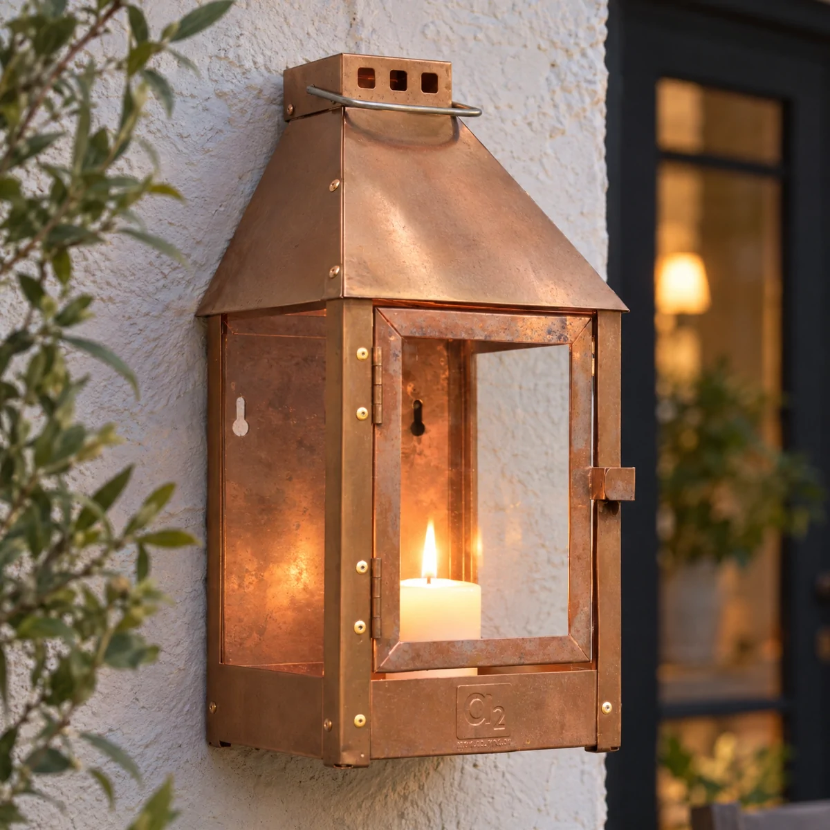 Lanterne murale A2 Living en cuivre véritable - 36 cm